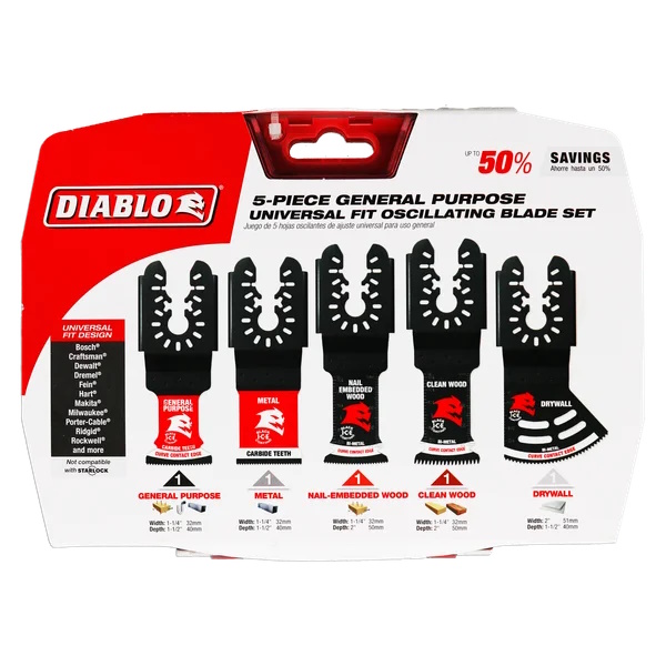 DIABLO DOU5S 5PC Universal Fit General Purpose Oscillating Blade Set - Image 2