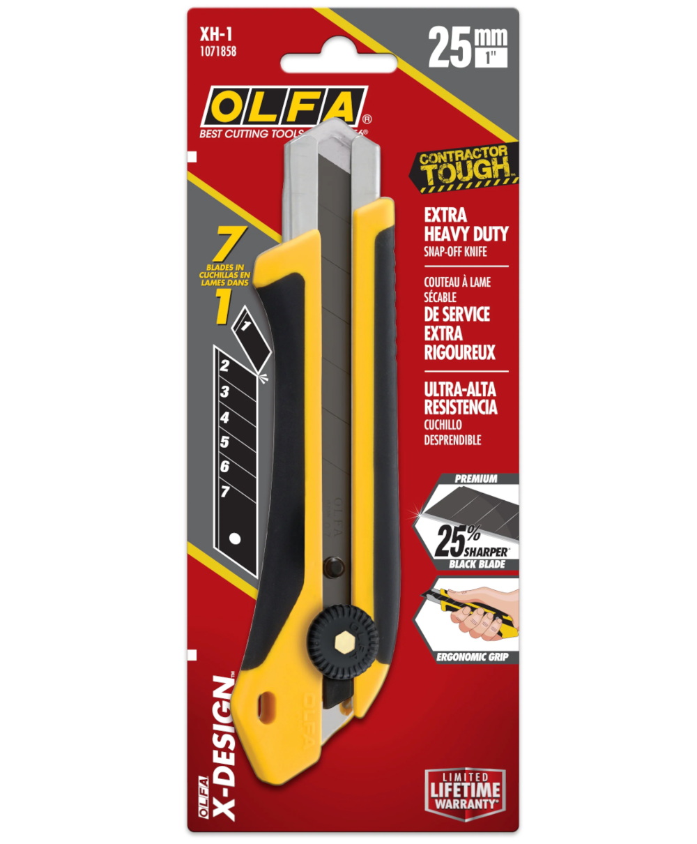 OLFA 1071858 XH-1 25mm Fiberglass Rubber Grip Utility Knife - Image 3