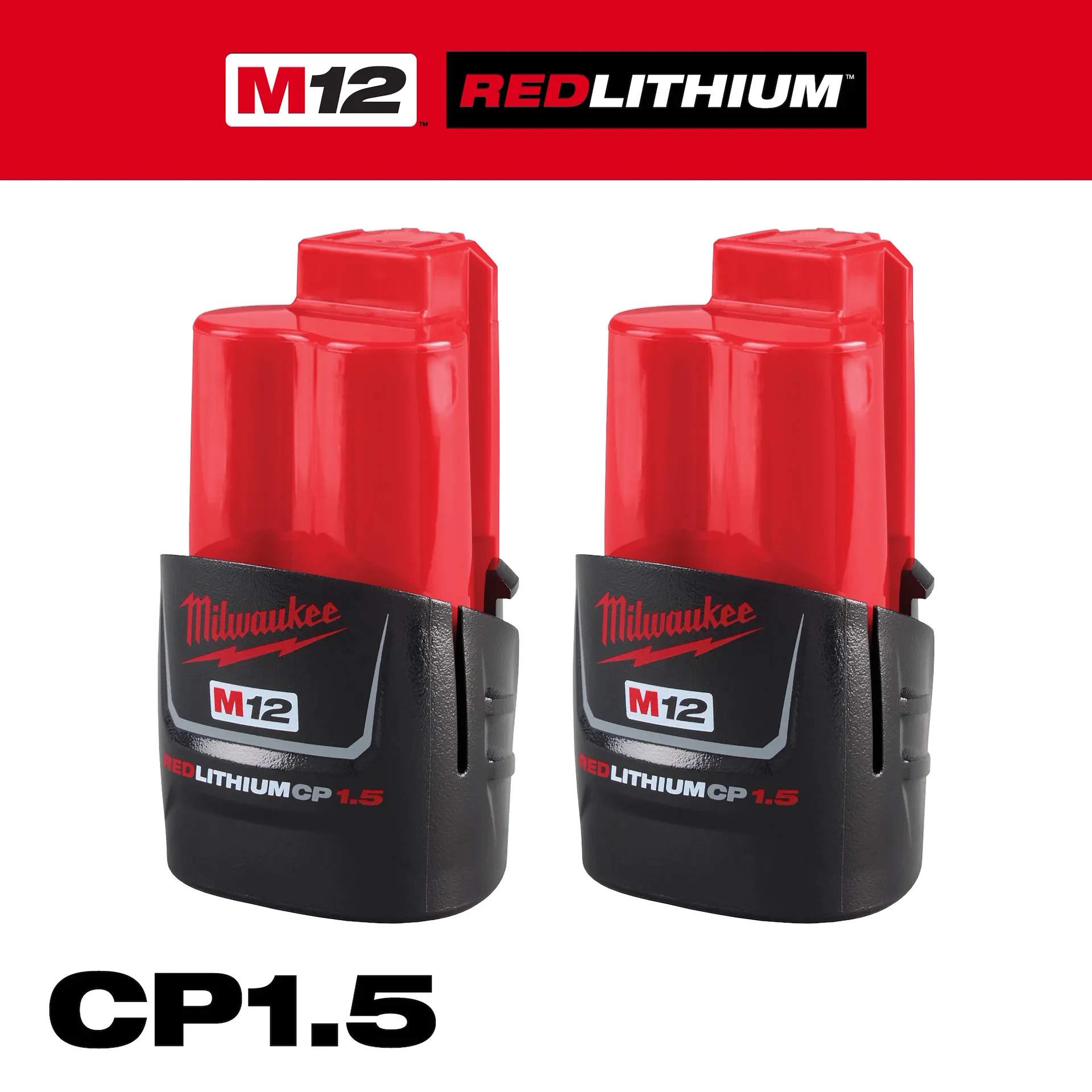 MILWAUKEE 48-11-2411 M12 RedLithium 1.5Ah Battery 2PK - Image 2