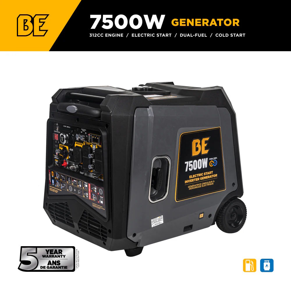 BE BE7500ID Inverter Generator 7500W, Electric Start,312cc Gas/Propane 120V/240V - Image 2