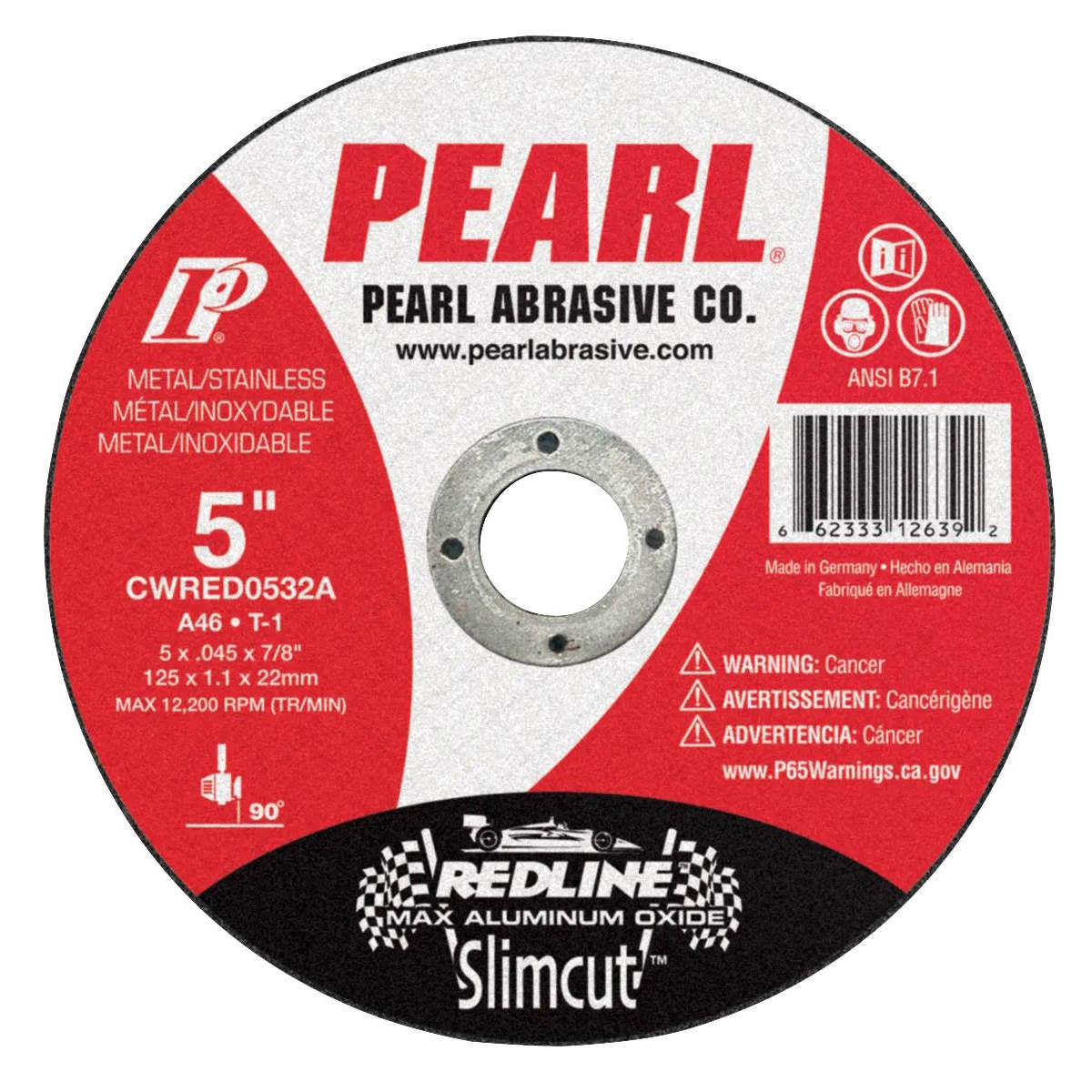 PEARL CWRED0532A 5"x0.045"x7/8" SlimCut Aluminum Oxide