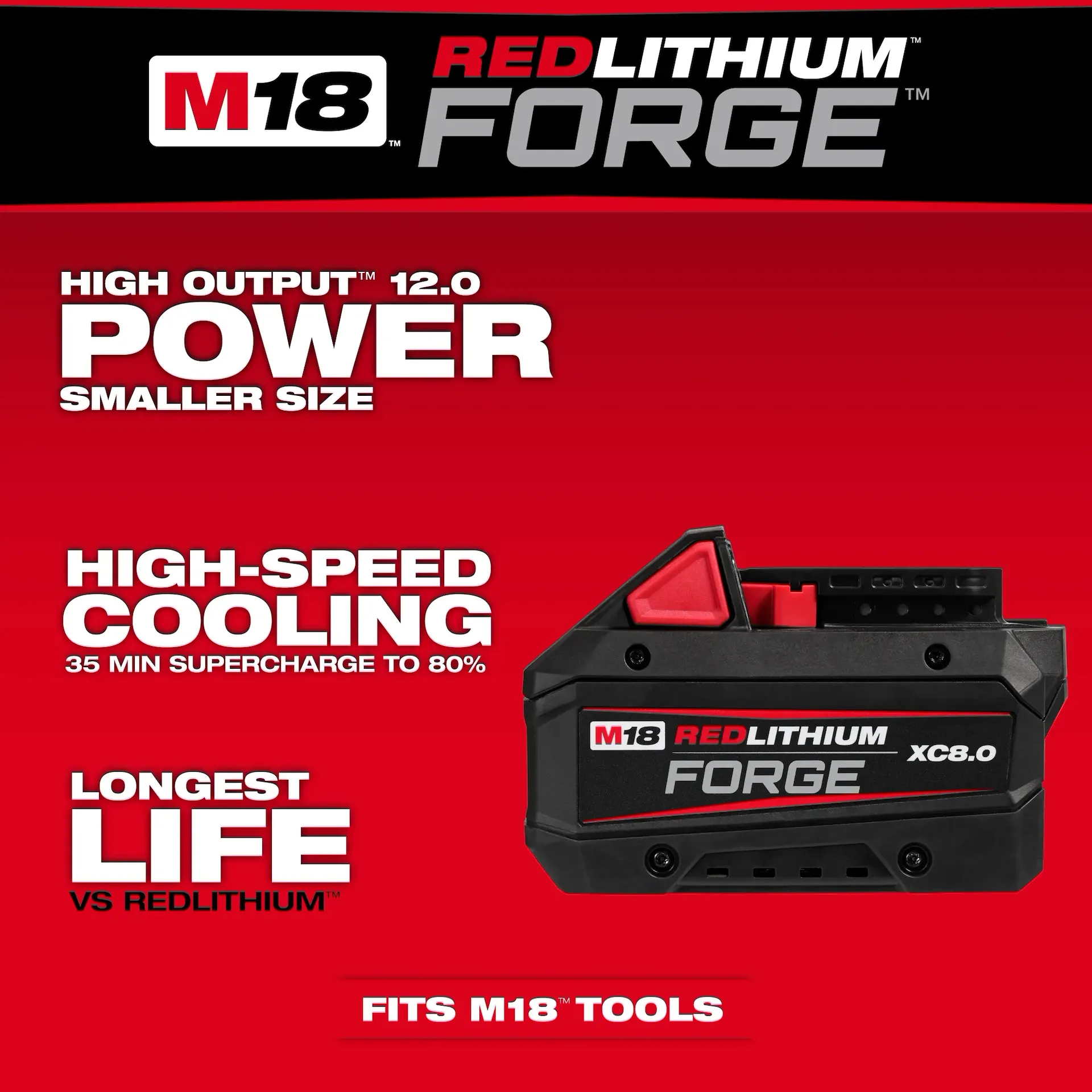 MILWAUKEE 48-11-1881 M18 REDLITHIUM FORGE XC8.0 Battery Pack - Image 3