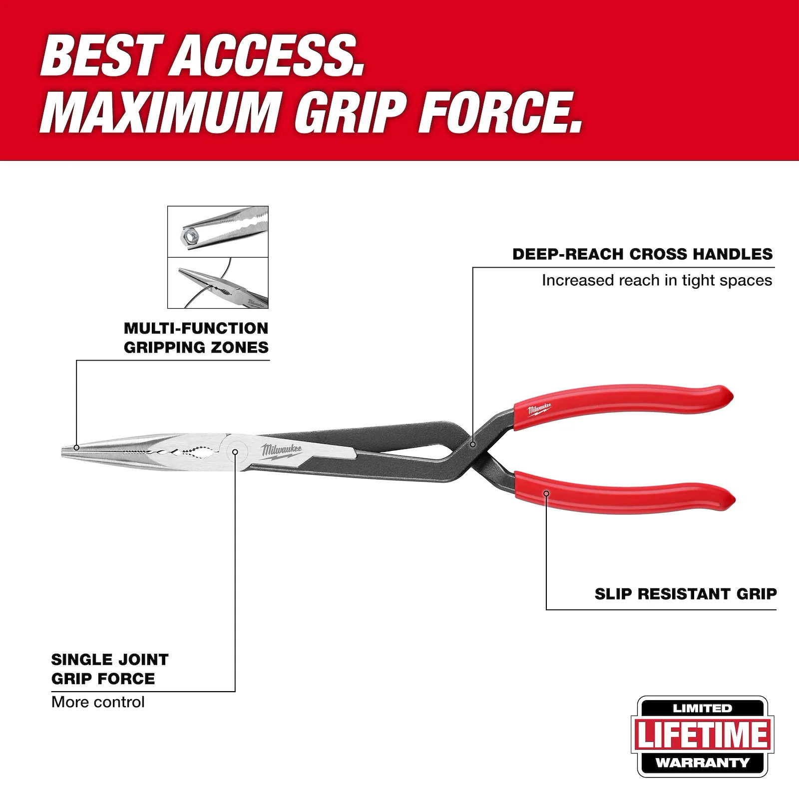 MILWAUKEE 48-22-6542 2pc Long Reach Pliers Set - Image 3