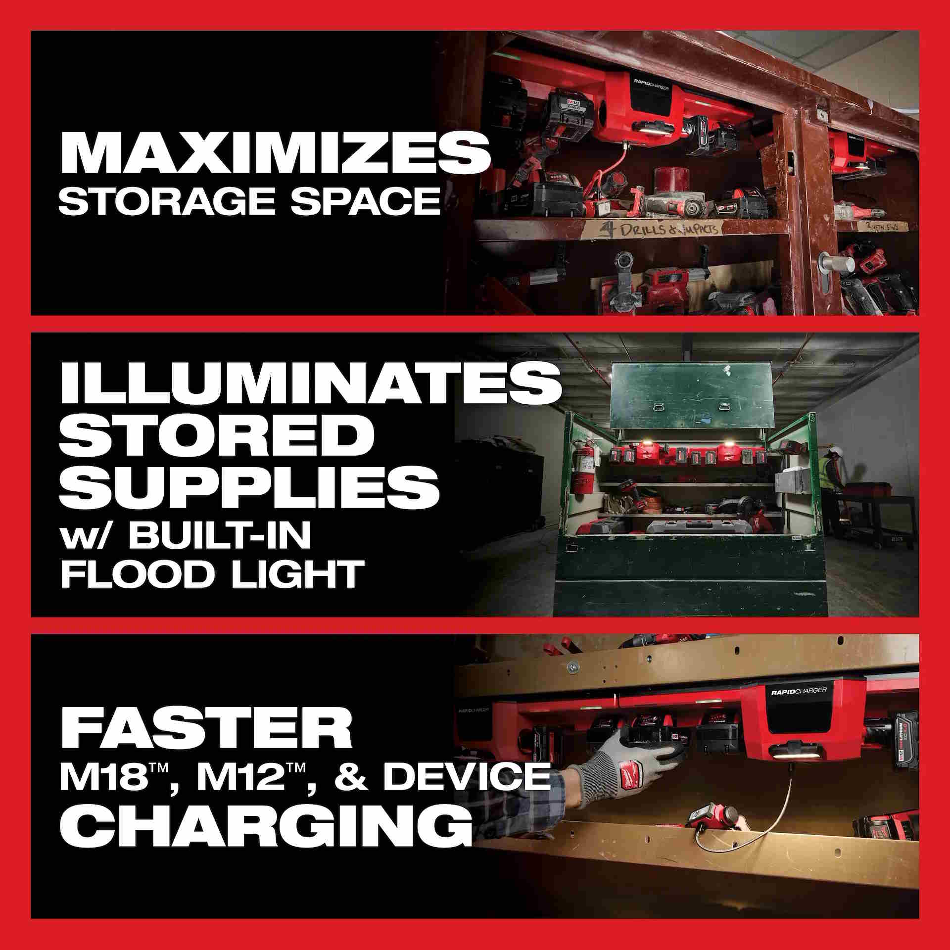 MILWAUKEE 48-59-1804 M18 & M12 Gangbox Rapid Charger w/ 4 bays and 2 USB-C Ports - Image 3