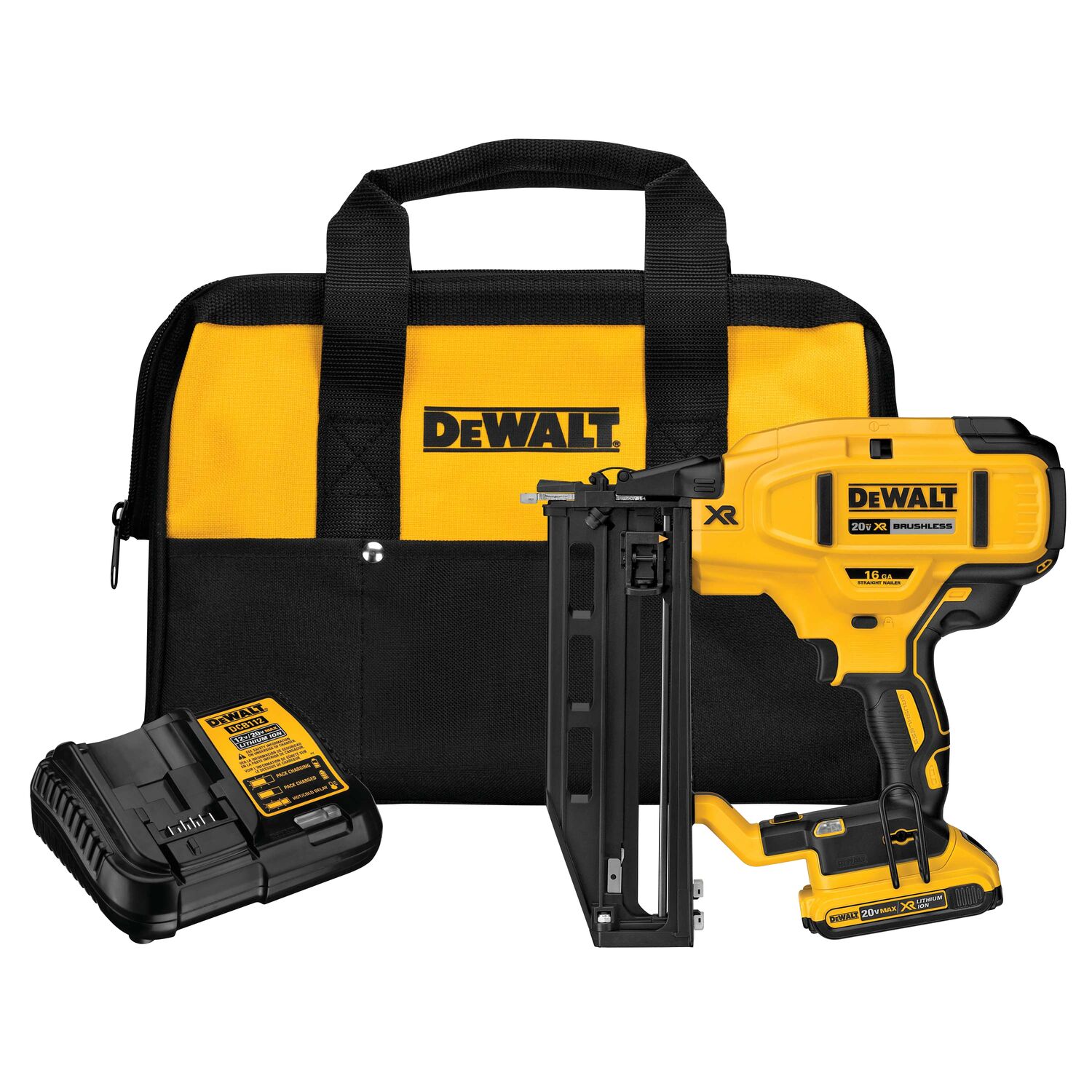 DEWALT DCN662D1 20V 16GA Straight Finish Nailer Kit