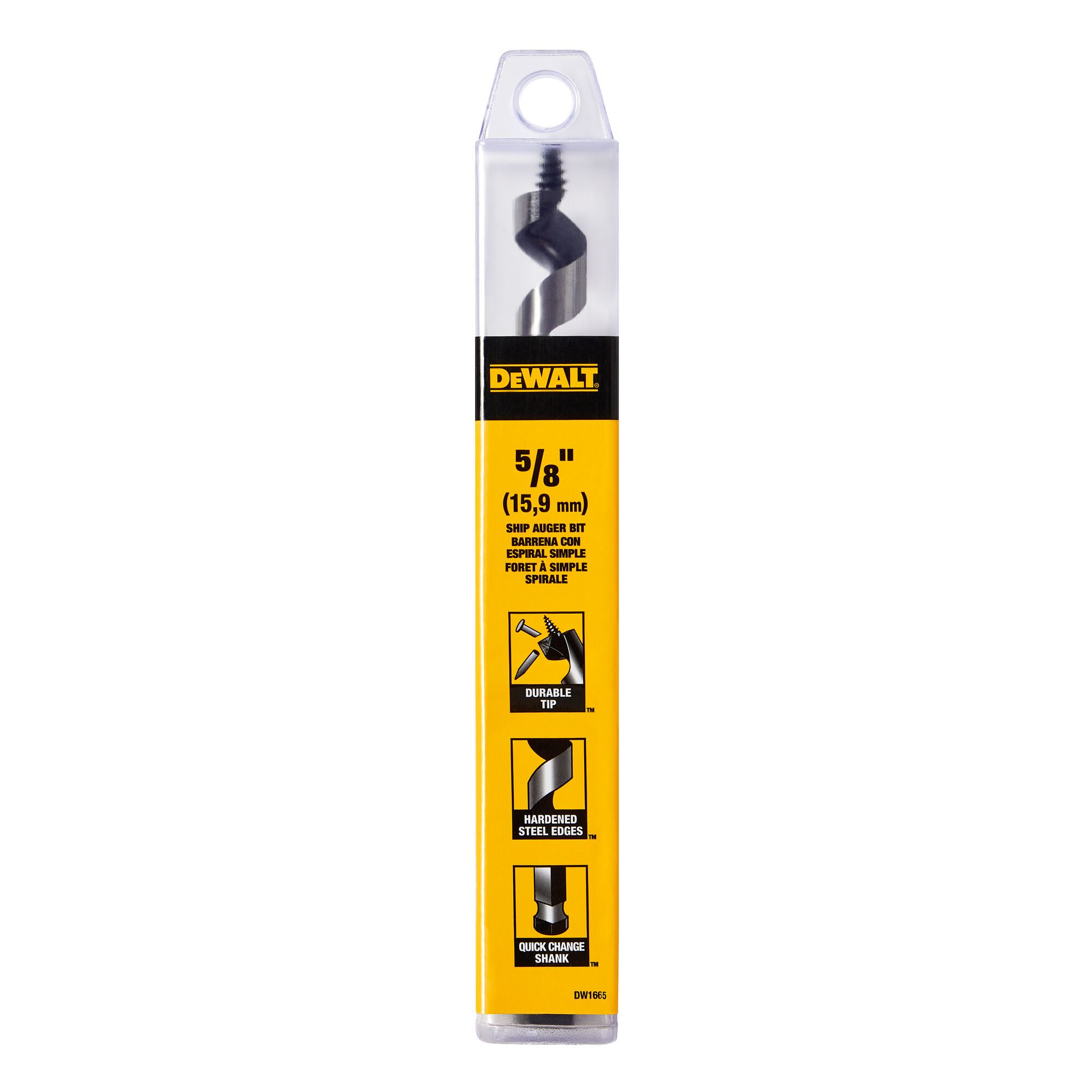 DEWALT DW1665 5/8" x 6" Power Auger Bit - Image 2
