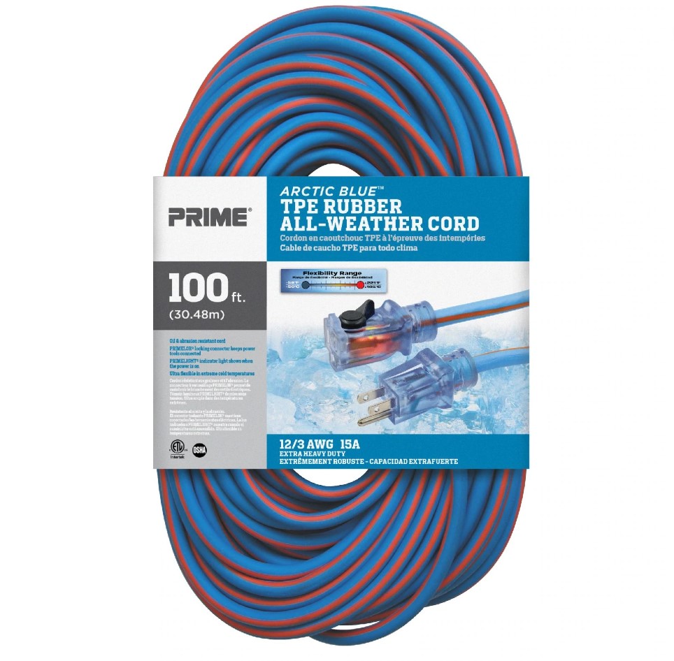PRIME LT530835 Extension Cord 12/3 100 feet Long Polar Solar - Image 2
