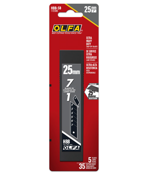 OLFA 1125383 HBB-5B 25mm UltraSharp Snap-Off Black Blades 5PK - Image 2
