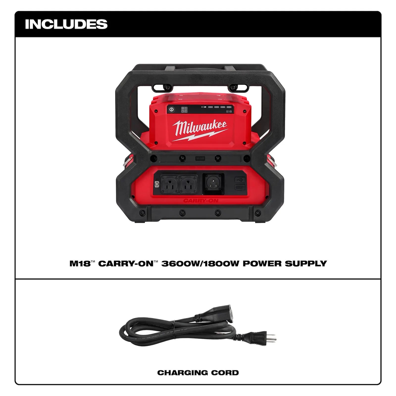 MILWAUKEE 2845-20 M18 Carry-On 3600W/1800W Power Supply - Image 3
