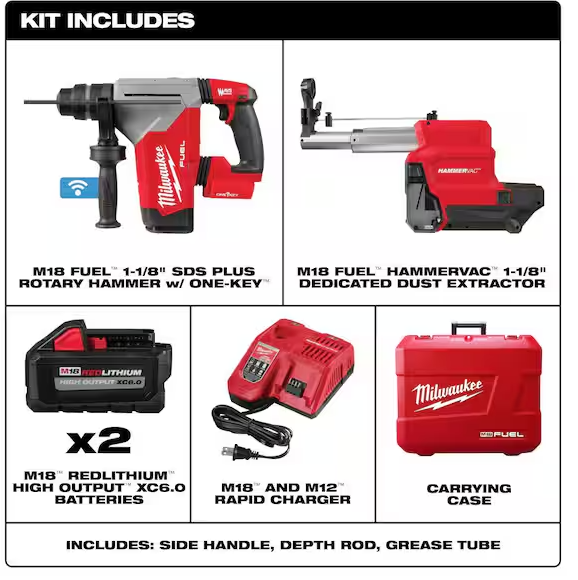 MILWAUKEE 2915-22DE M18 FUEL™ 1-1/8" SDS Plus Rotary Hammer Kit - Image 2