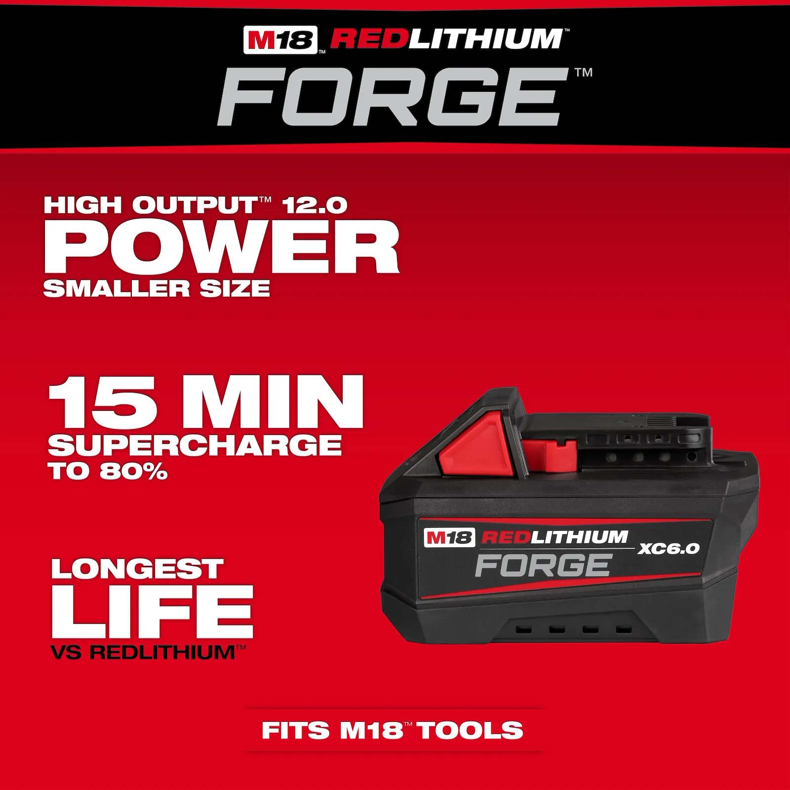 MILWAUKEE 48-11-1861 M18™ REDLITHIUM™ FORGE™ XC6.0 Battery Pack - Image 3