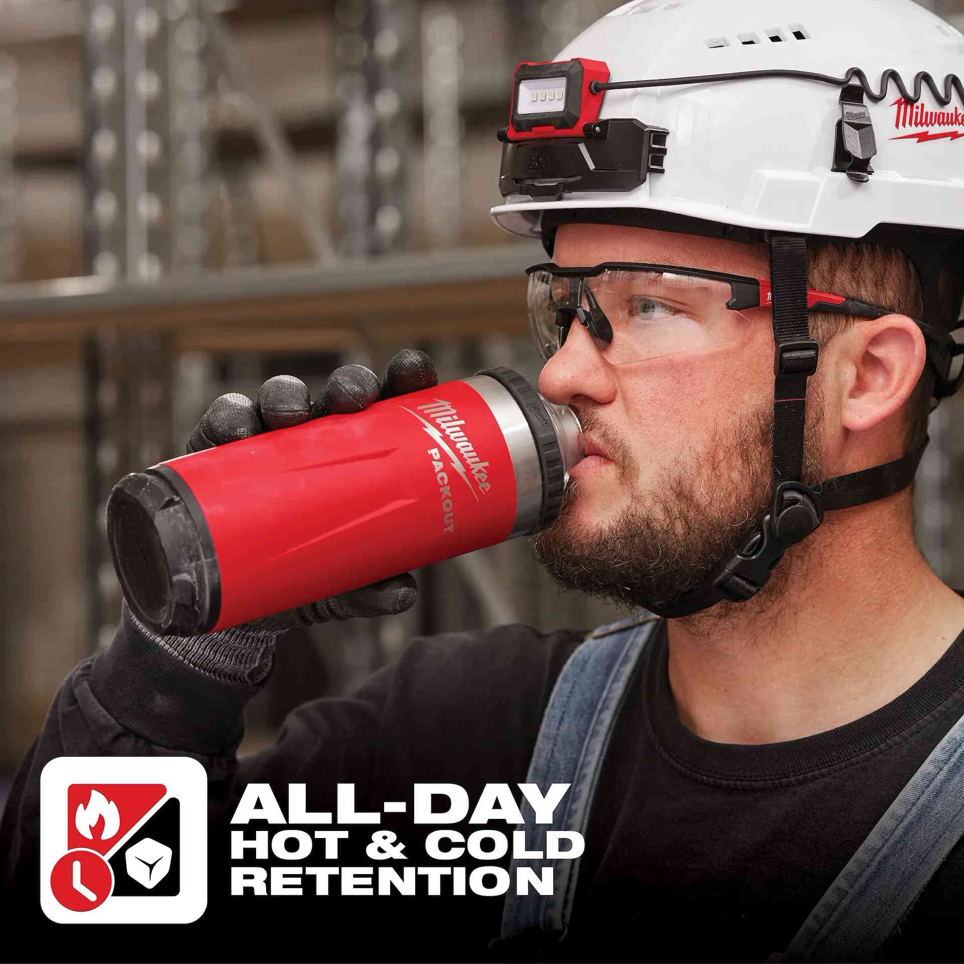 MILWAUKEE 48-22-8382R PACKOUT 18oz Insulated Bottle with Chug Lid - Red - Image 2