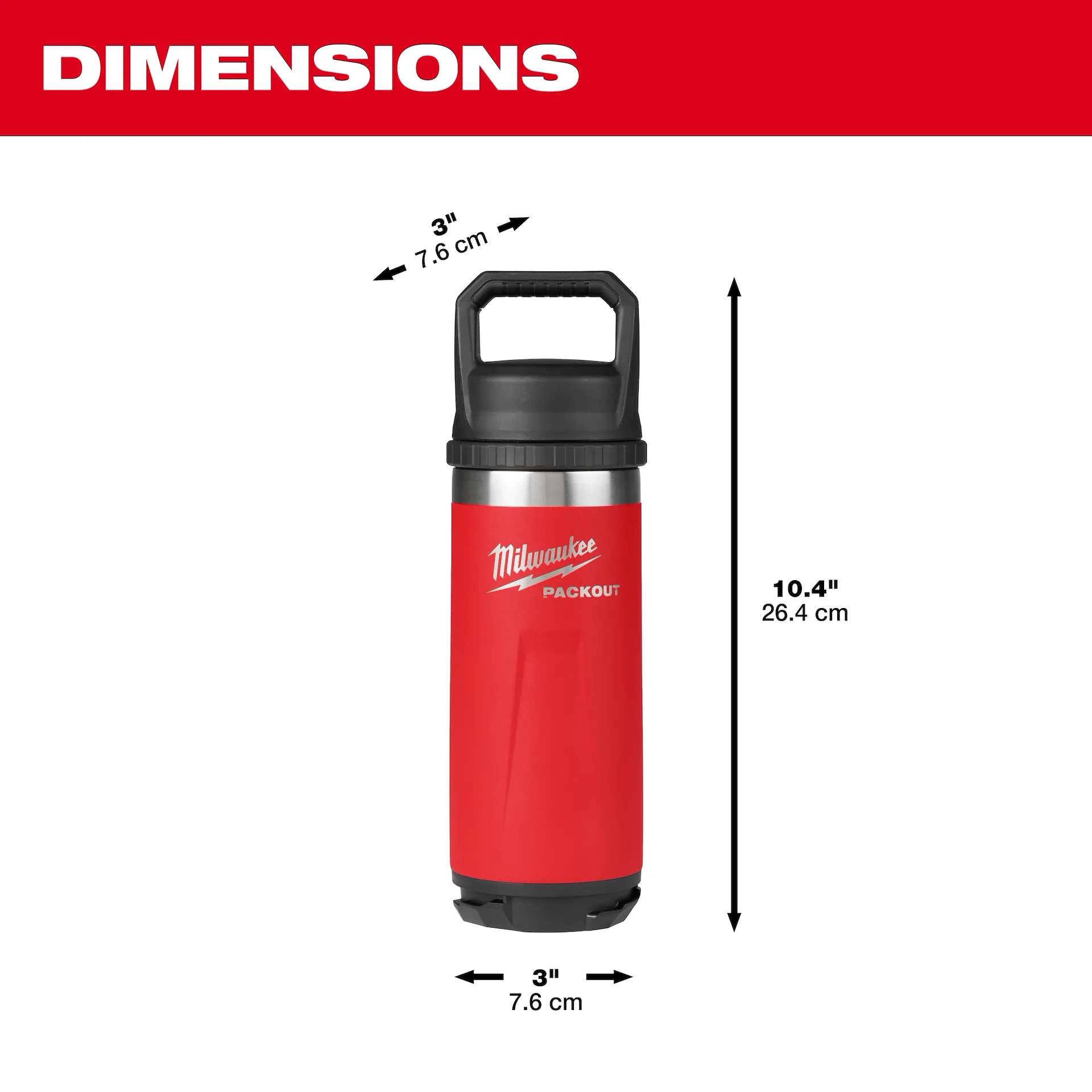 MILWAUKEE 48-22-8382R PACKOUT 18oz Insulated Bottle with Chug Lid - Red - Image 4