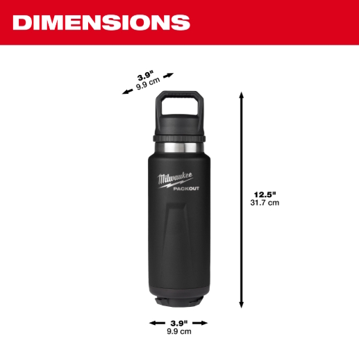 MILWAUKEE 48-22-8397B PACKOUT 36oz Insulated Bottle with Chug Lid - Black - Image 4