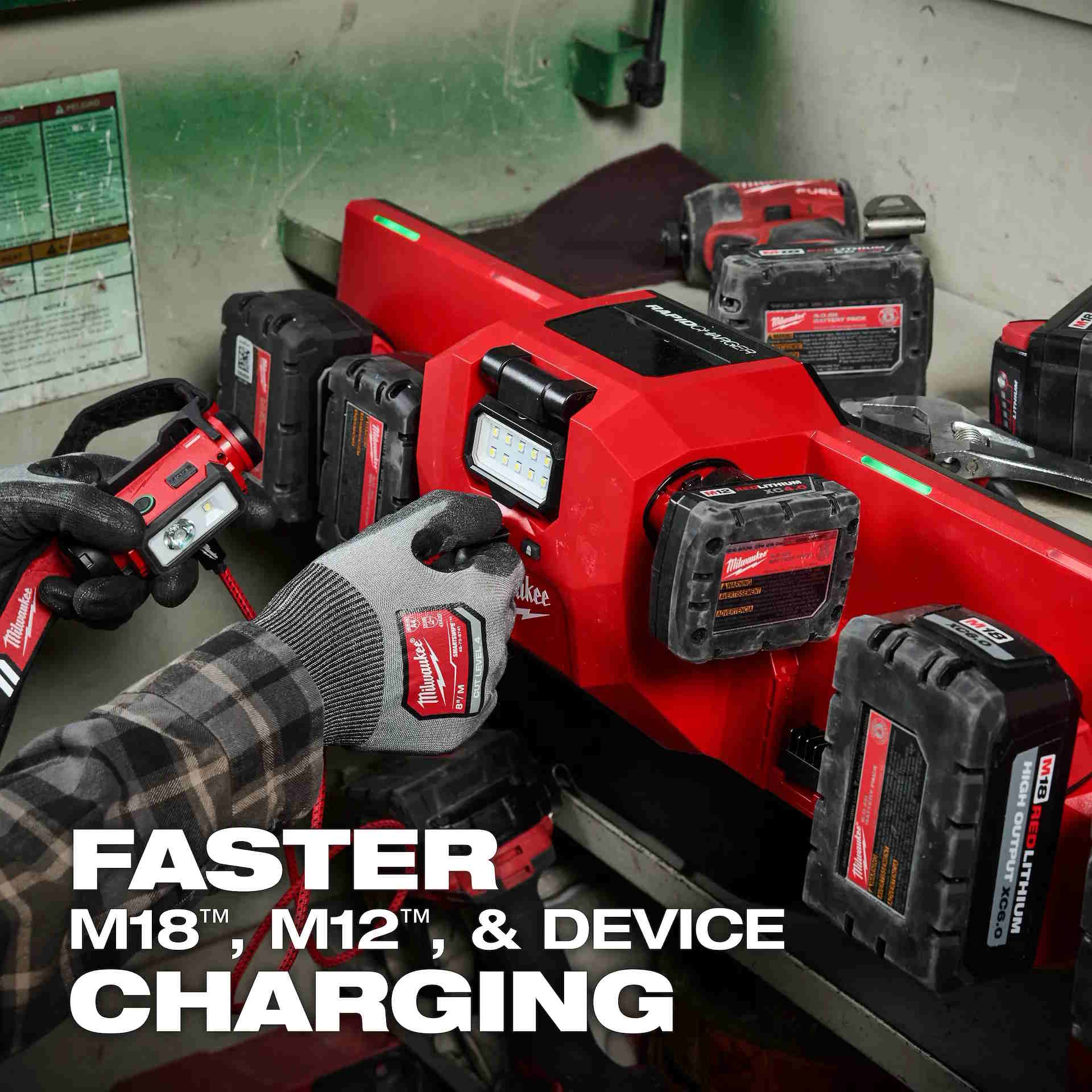 MILWAUKEE 48-59-1804 M18 & M12 Gangbox Rapid Charger w/ 4 bays and 2 USB-C Ports - Image 11