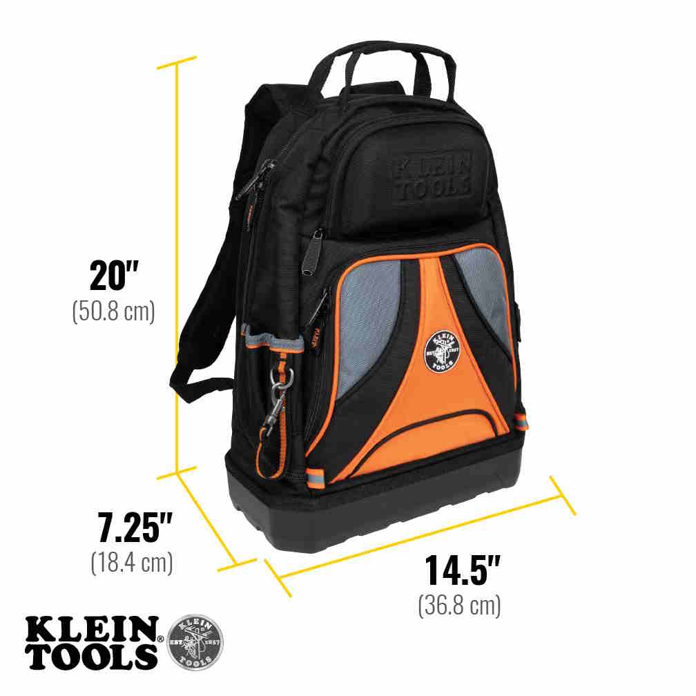 KLEIN 55421BP-14 Tradesman Pro Tool Bag Backpack 39 Pockets Black 14-Inch - Image 4