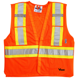 VIKING 6125O-L/XL - Safety Vest 4 Pockets D-Ring Access - Fluorescent Orange