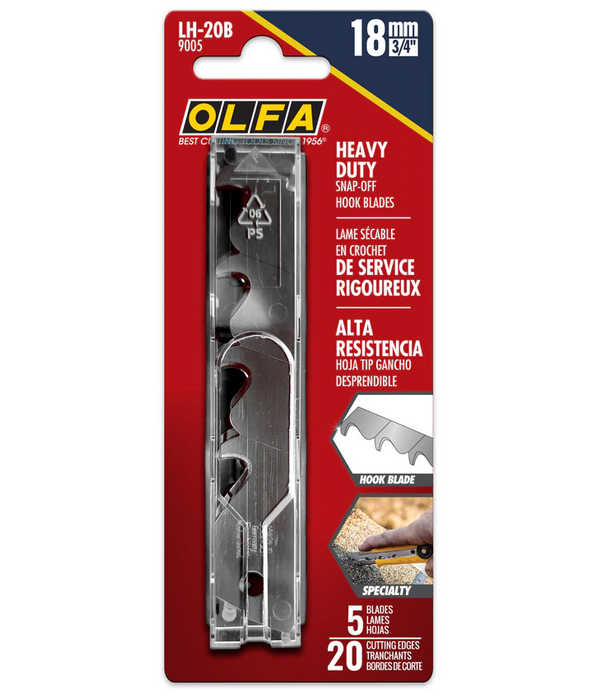 OLFA 9005 LH-20B 18mm Snap-Off Hook Blades 5PK - Image 2