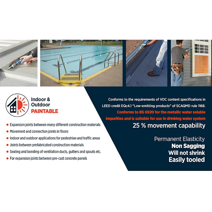 AKFIX AKF-P635BLK P635 Polyurethane Sealant Construction, Black - Image 3