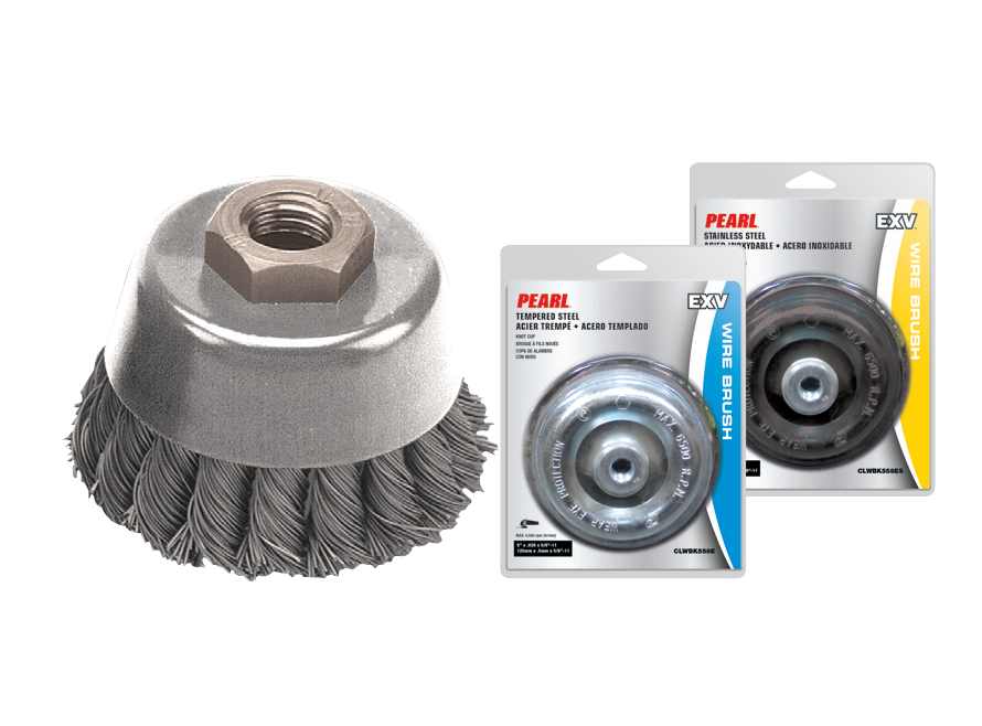 PEARL CLWBK558ES EXV Series 5"x0.02"x 5/8-11 Knot Cup Stainless Steel Wire Brush