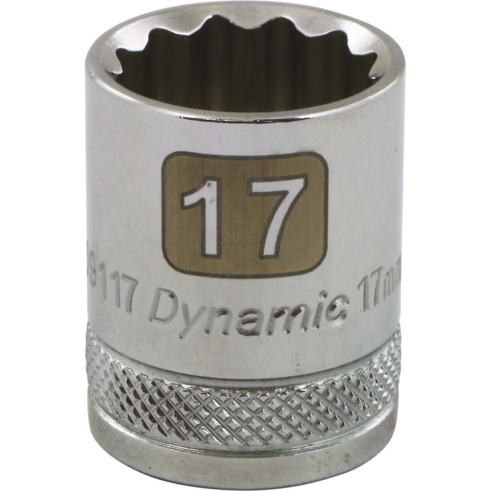 DYNAMIC TOOLS D009117 3/8" Drive 12Pt 17mm Chrome Socket