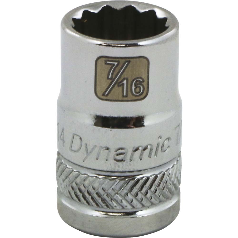 DYNAMIC TOOLS D009414 3/8" Drive 12Pt 7/16" Chrome Socket - Image 2