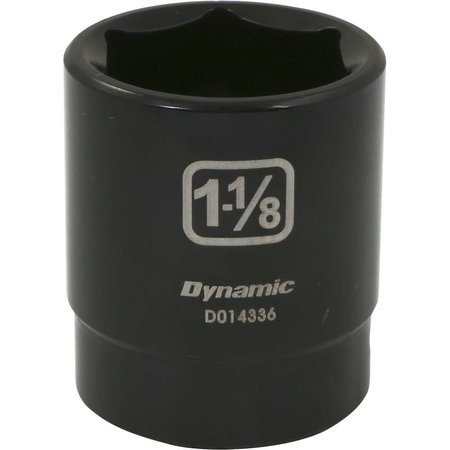 DYNAMIC TOOLS D014336 1/2" Drive 6Pt 1-1/8" Impact Socket.
