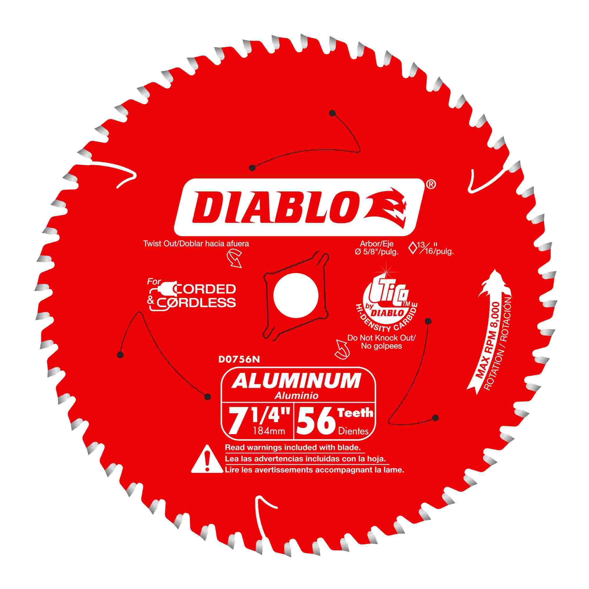 DIABLO D0756NA 7-1/4" x 56T Aluminum Circular Saw Blade