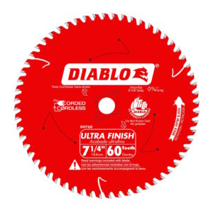 DIABLO D0760A 7-1/4" x 60T Fine Finish Circular Saw Blade