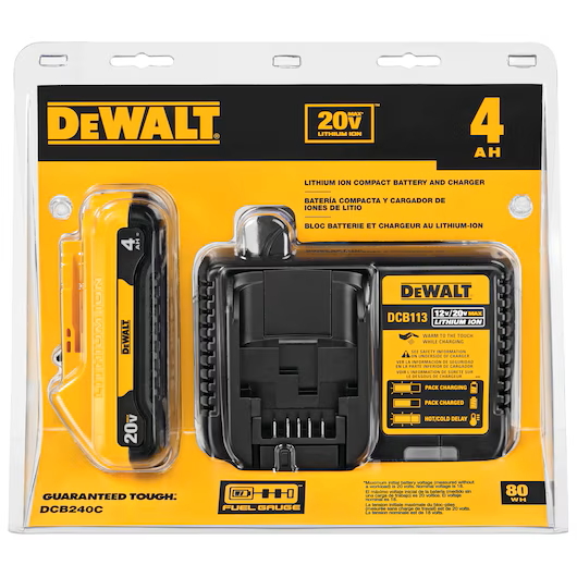 DEWALT DCB240C 20V MAX Compact 4Ah Battery Starter Kit - Image 2