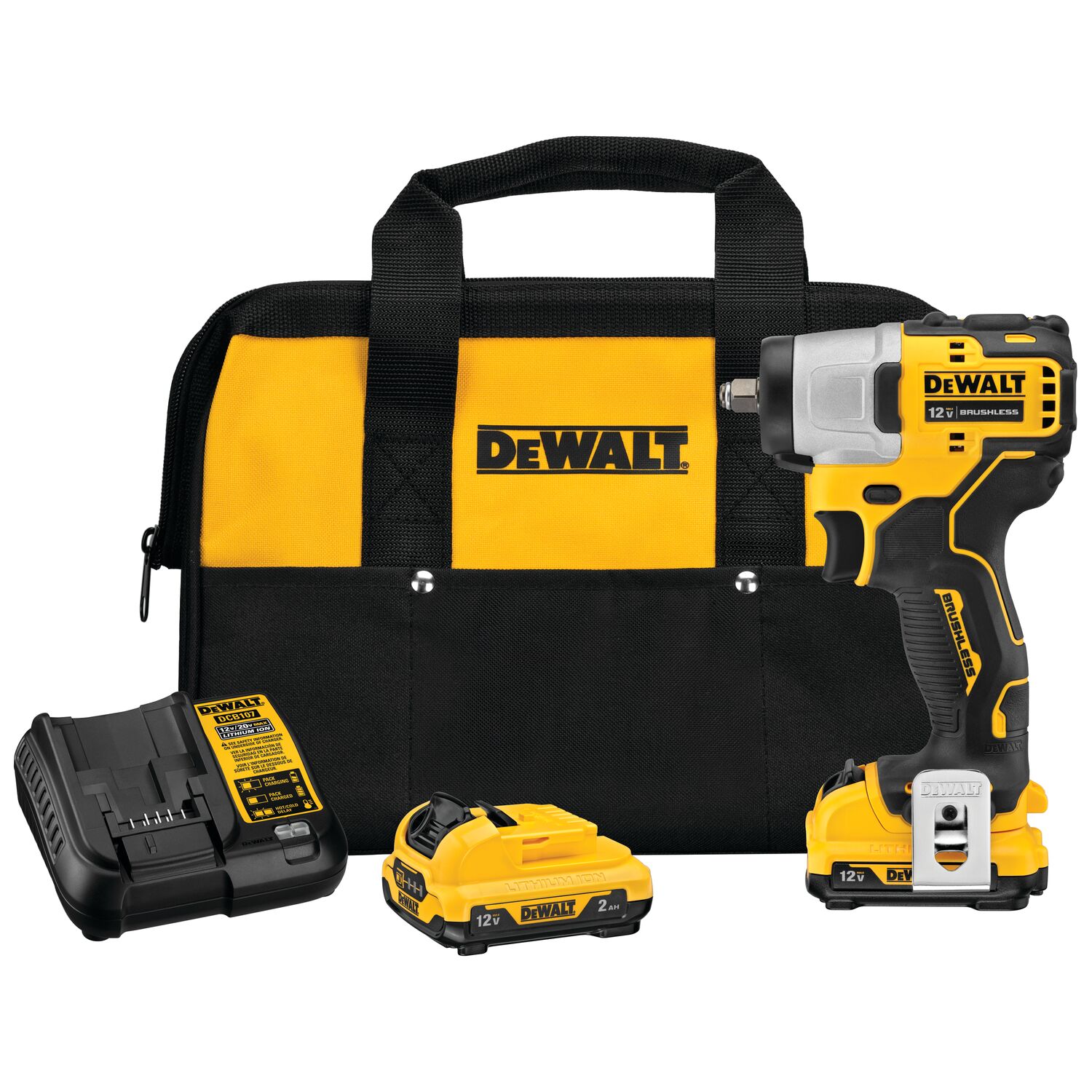 DEWALT DCF902F2 12V XCS 3/8" Anvil Brushless Impact Wrench Kit w/2 Batteries