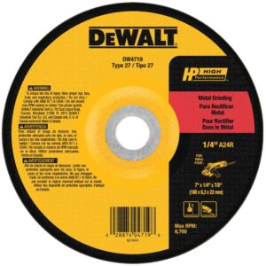 DEWALT DW4719 7" x 1/4" x 7/8" Metal Type 27-HP Prem Alum Oxide Grinding Wheel