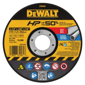 DEWALT DW8062 4-1/2" x .045 x 7/8" HP Type 1 All Purpose Metal Thin CutOff Wheel