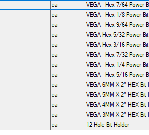 VEGA JIRVA2SET 12PC 2" Allan Hex Key Bit set