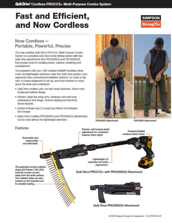 SIMPSON PROCCS+DC2K Quik Drive Cordless Subfloor System 1"-3", Two Head, Kit - Image 2