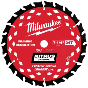 MILWAUKEE 48-41-0750 7-1/4” 24T Nitrus Carbide Framing & Demo Cir Saw Blade Bulk