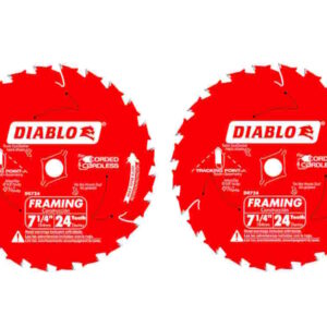 DIABLO D0724PX 7-1/4" X 24 Tooth Framing Saw Circular Saw Blade 2PK (Promo)