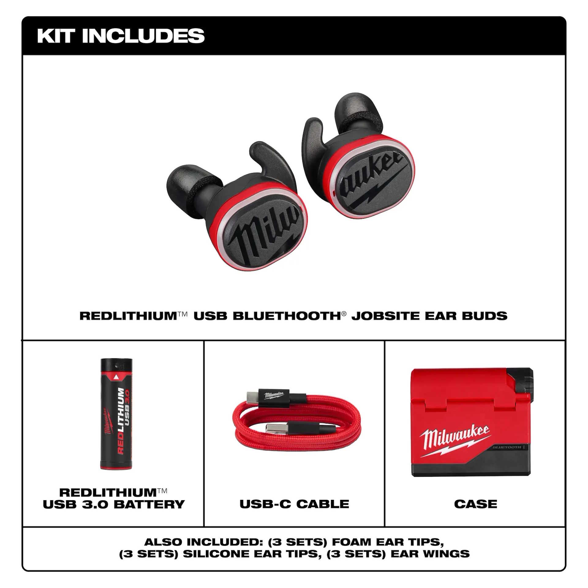 MILWAUKEE 2191-21 REDLITHIUM™ USB Bluetooth® Jobsite Ear Buds - Image 2