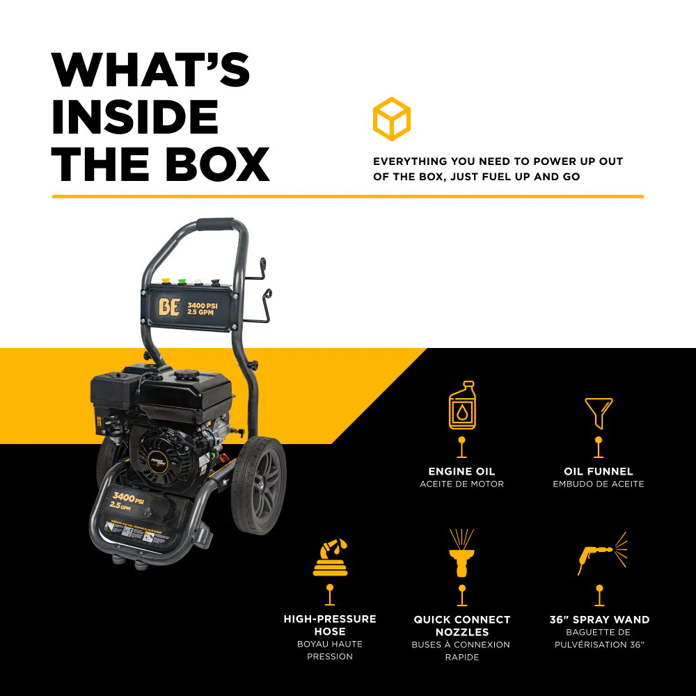 BE BE3475PX 3,400 PSI 2.5 GPM Cold Water Gas Pressure Washer - Image 5