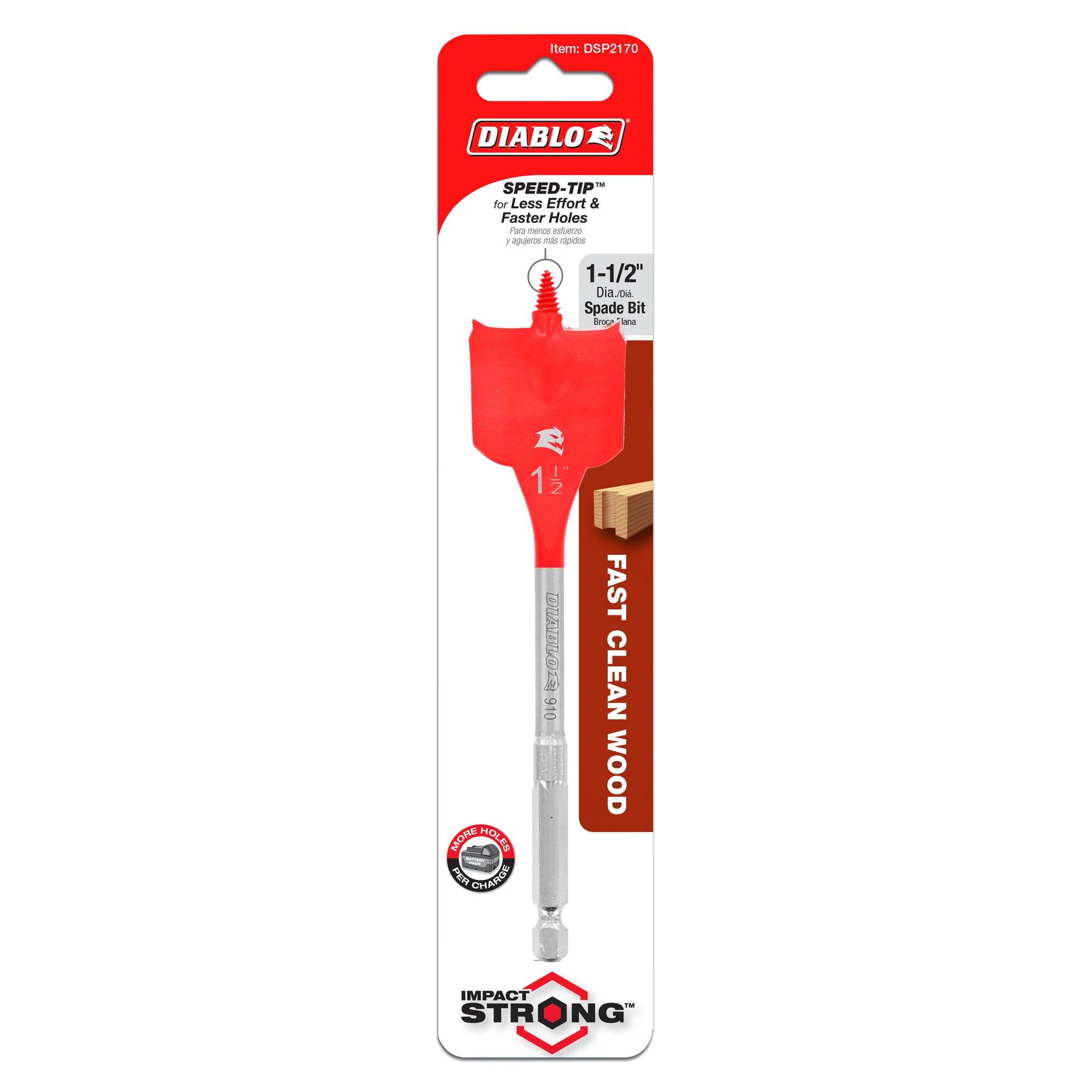 DIABLO DSP2170 1-1/2" x 6" Spade Bit for Wood - Image 2