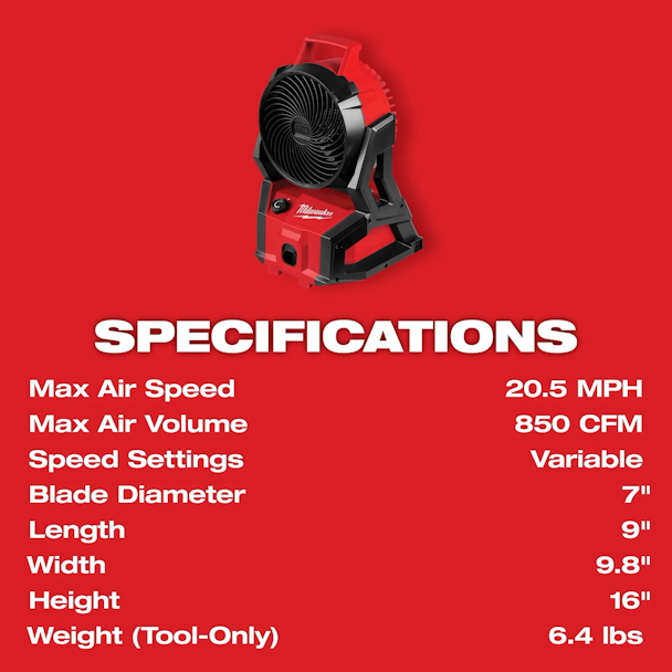 MILWAUKEE 0818-20 M18 Brushless Packout Fan - Image 4