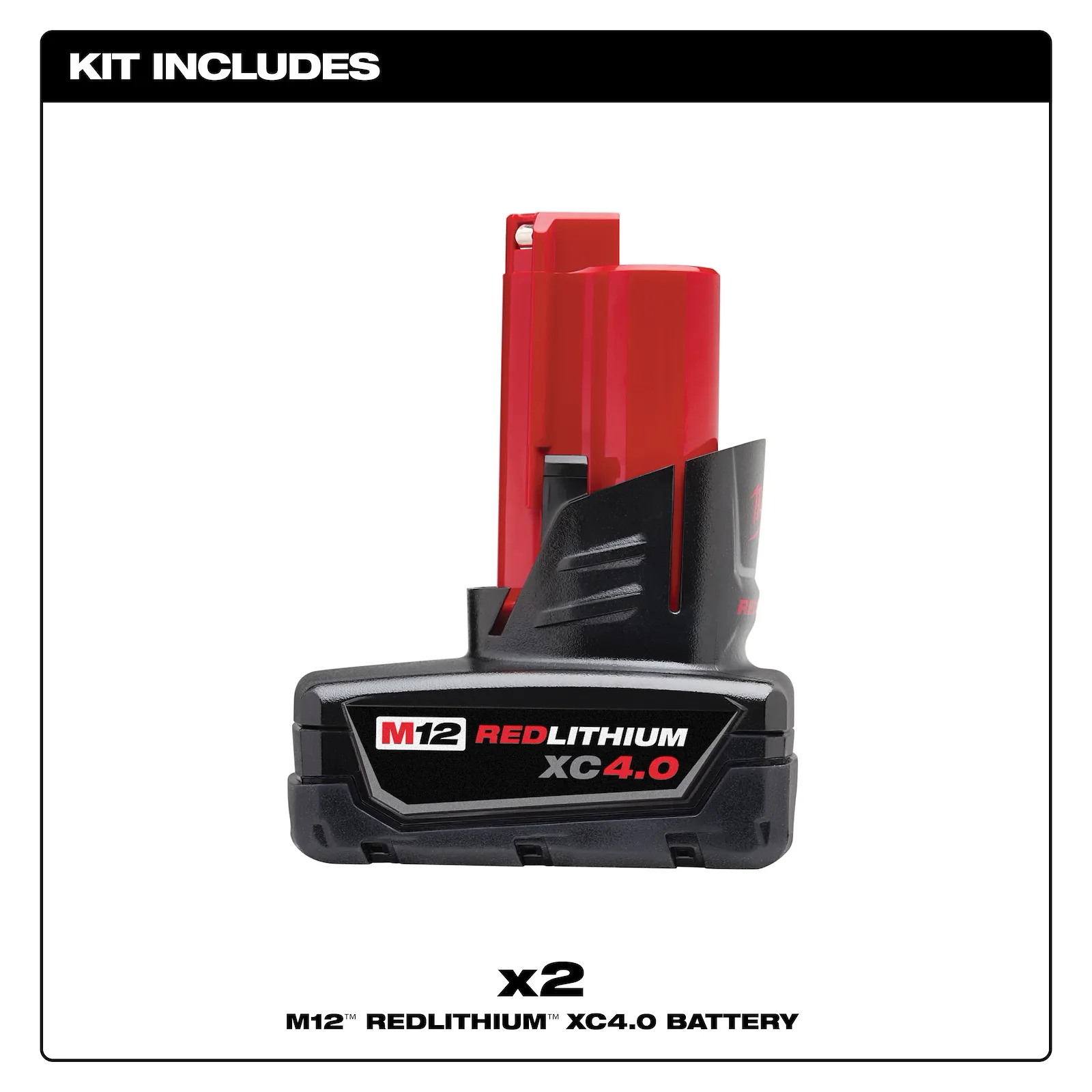 MILWAUKEE 48-11-2442 M12 REDLITHIUM XC4.0 Battery 2PK - Image 2