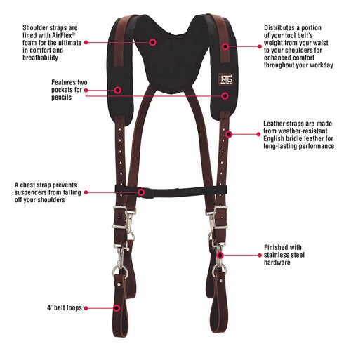 WEAVER LEATHER 85603-01 Comfort Plus Suspenders 2" BROWN - Image 3