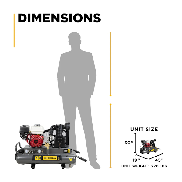 BE POWER AC658HB Air Compressor 196CC 8 GAL 13.8 CFM @ 90 PSI Honda 5.5HP - Image 12