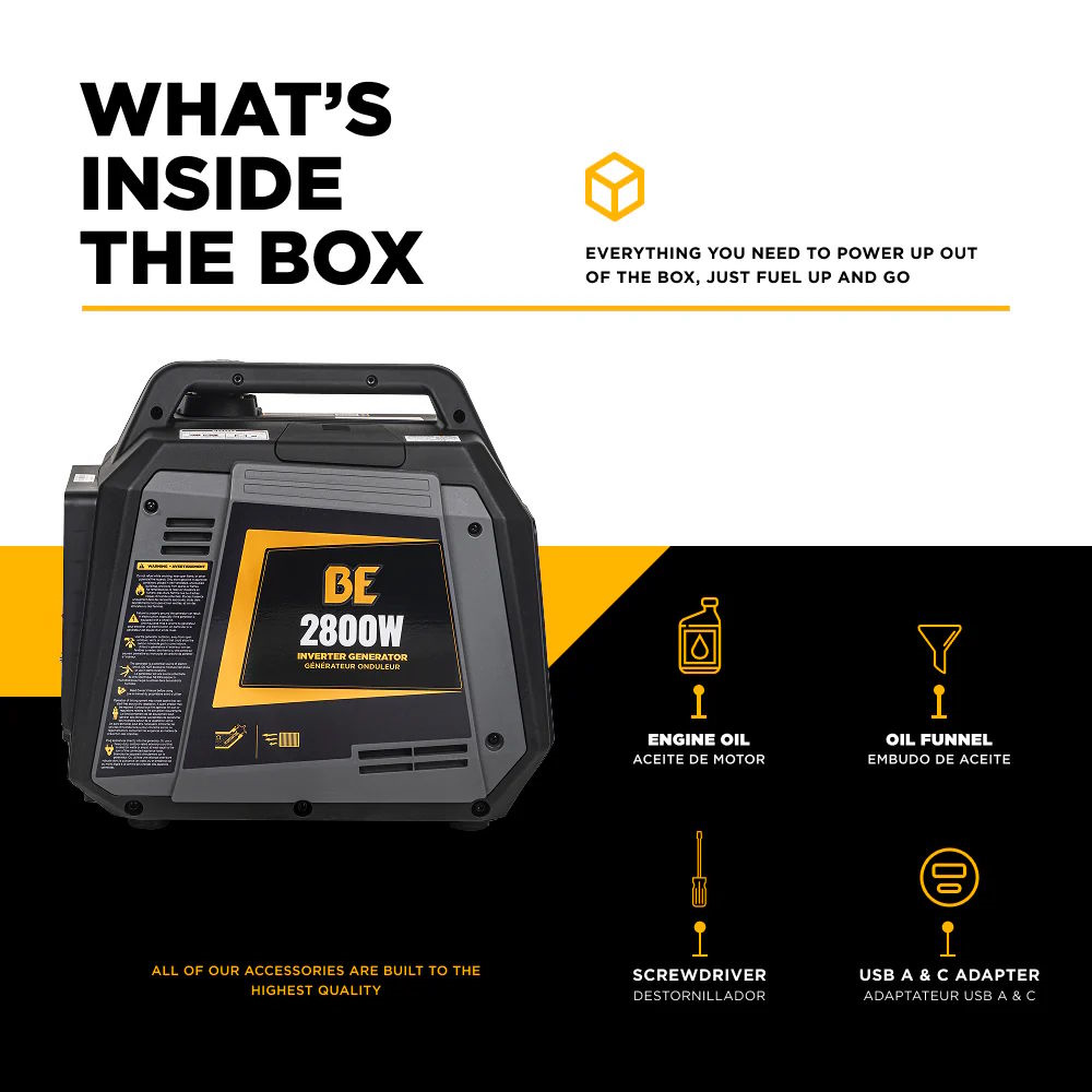 BE BE2800I Inverter Generator 2800W 145cc Gasoline 120 - Image 4