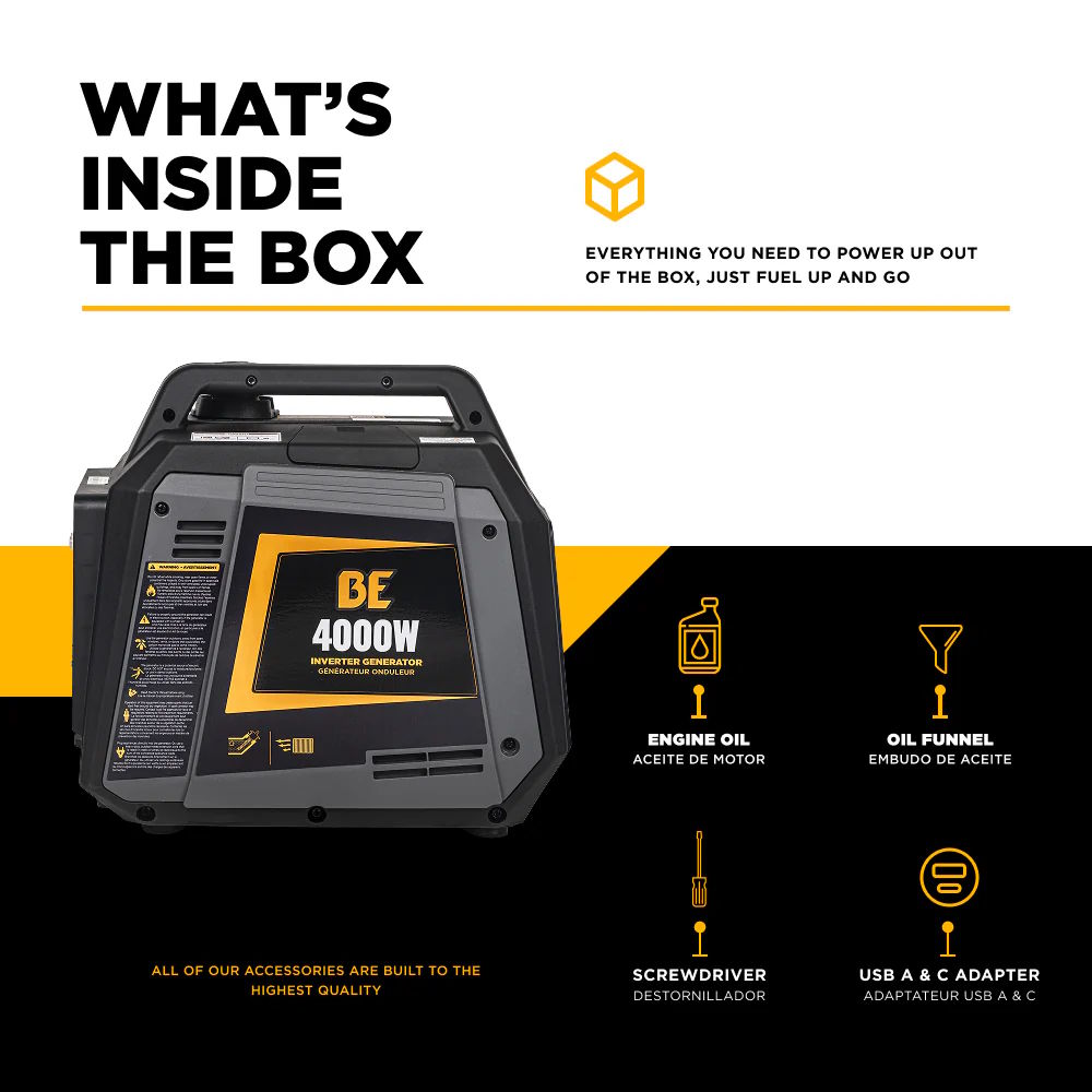 BE BE4000I Inverter Generator 4000W 145cc Gasoline 120V - Image 4