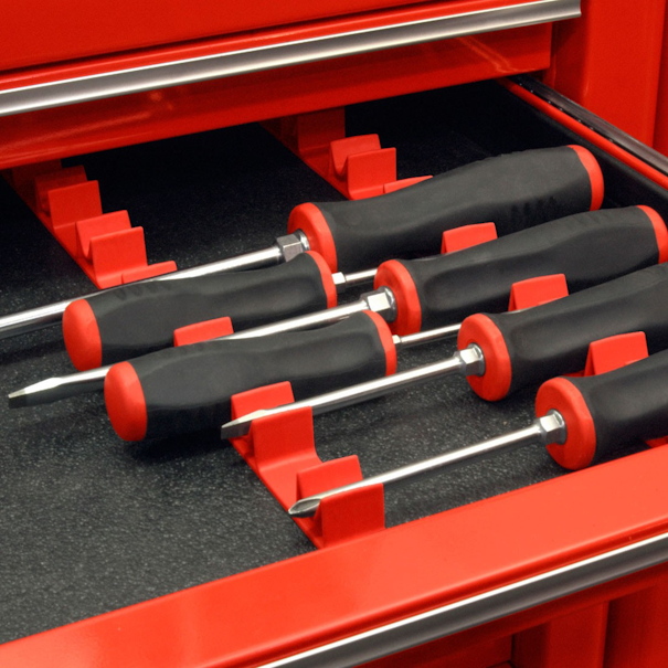 ERNST ER-6040 14 Tool No-Slip Low-Profile Screwdriver Rail Set - Red - Image 2
