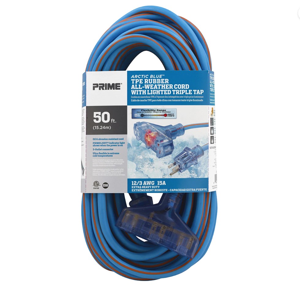PRIME LT630835 Extension Cord 12/3 100 feet Tri-Tap Polar - Image 2