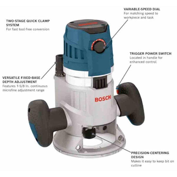 BOSCH MRF23EVS 2.3HP Fixed Base Router - Image 2