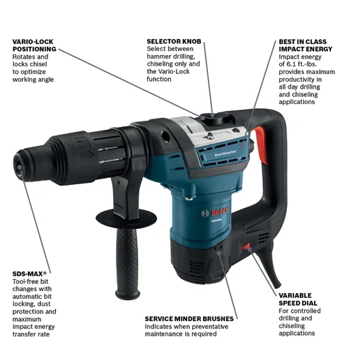 BOSCH RH540M 1-9/16" SDS MAX Rotary Hammer - Image 2